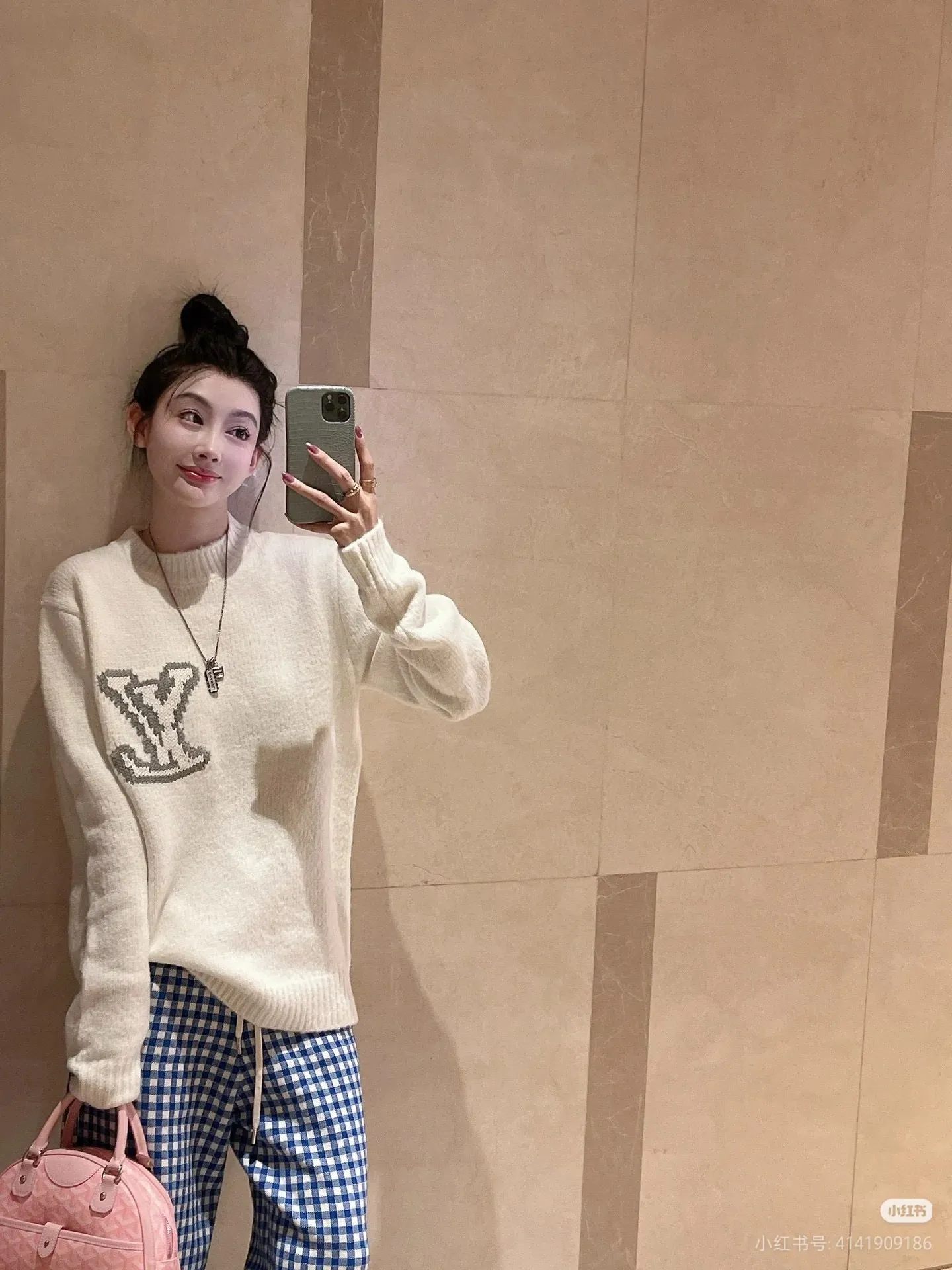 Louis Vuitton front and rear logo jacquard sweater